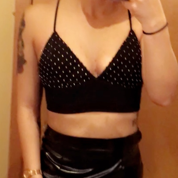 Black jeweled crop top - Picture 1 of 2